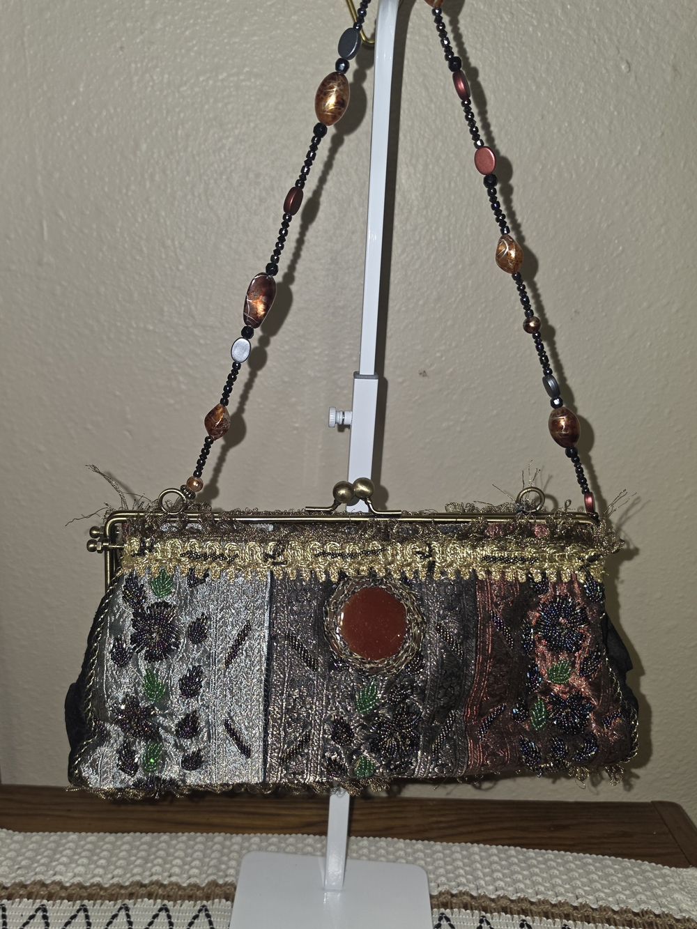 Mary Frances Embroidered Mosaic Multi-Color Beaded Evening Bag